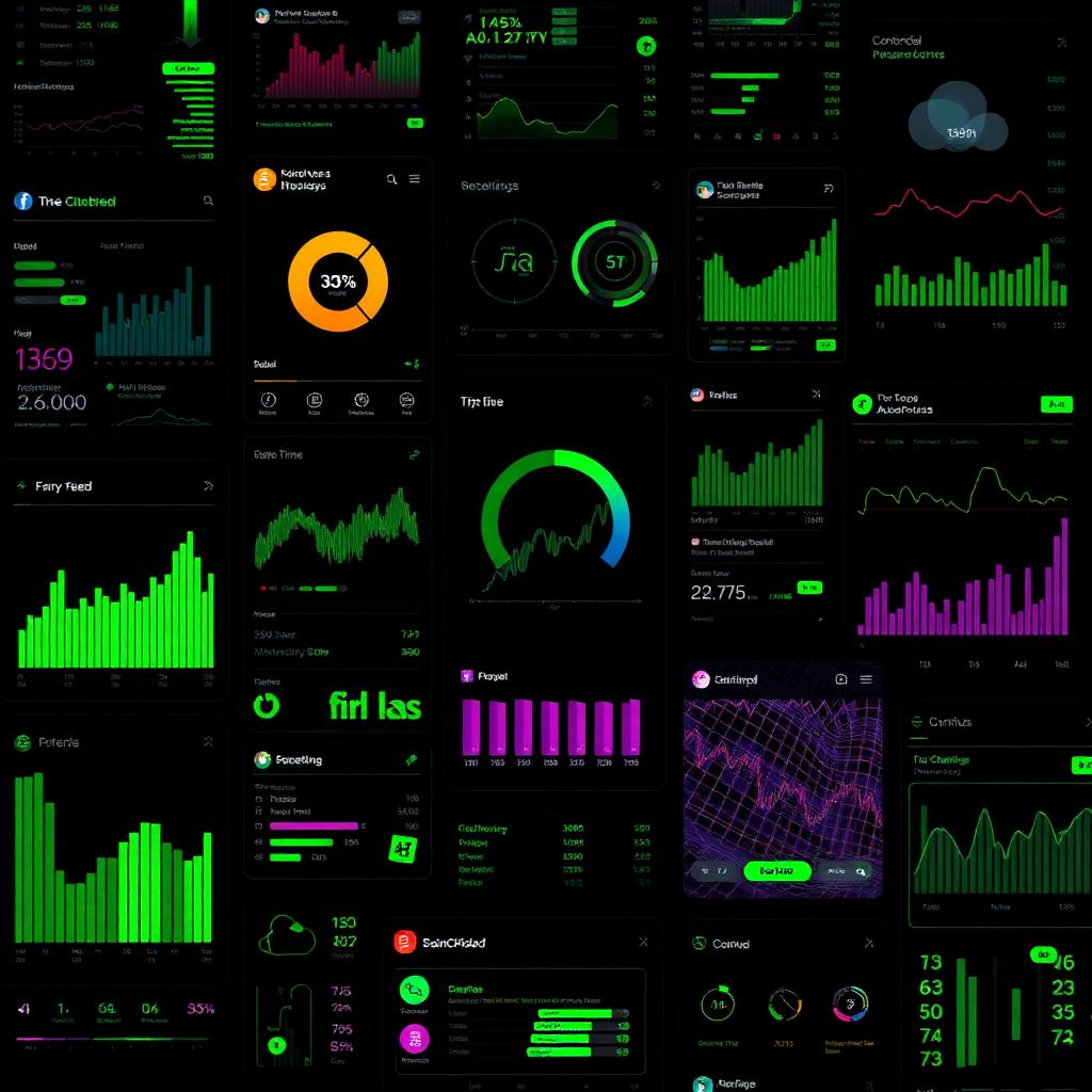 Dark luxury interface visualization for Kult Media's social media management